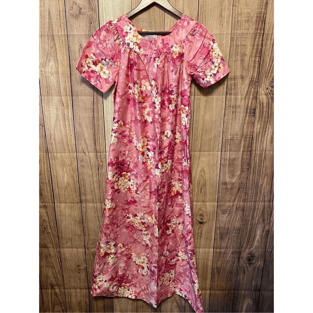 Sears S 8/10 vintage nightgown sleepwear house dress pink floral cotton